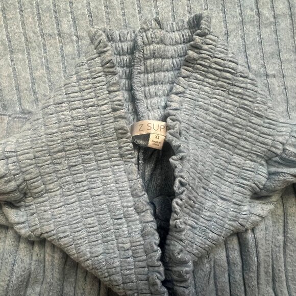 Z SUPPLY Lounge Shoreline Rib Top & Dawn Smocked Rib Pant, Size XS, NWOT, Blue - Picture 3 of 6